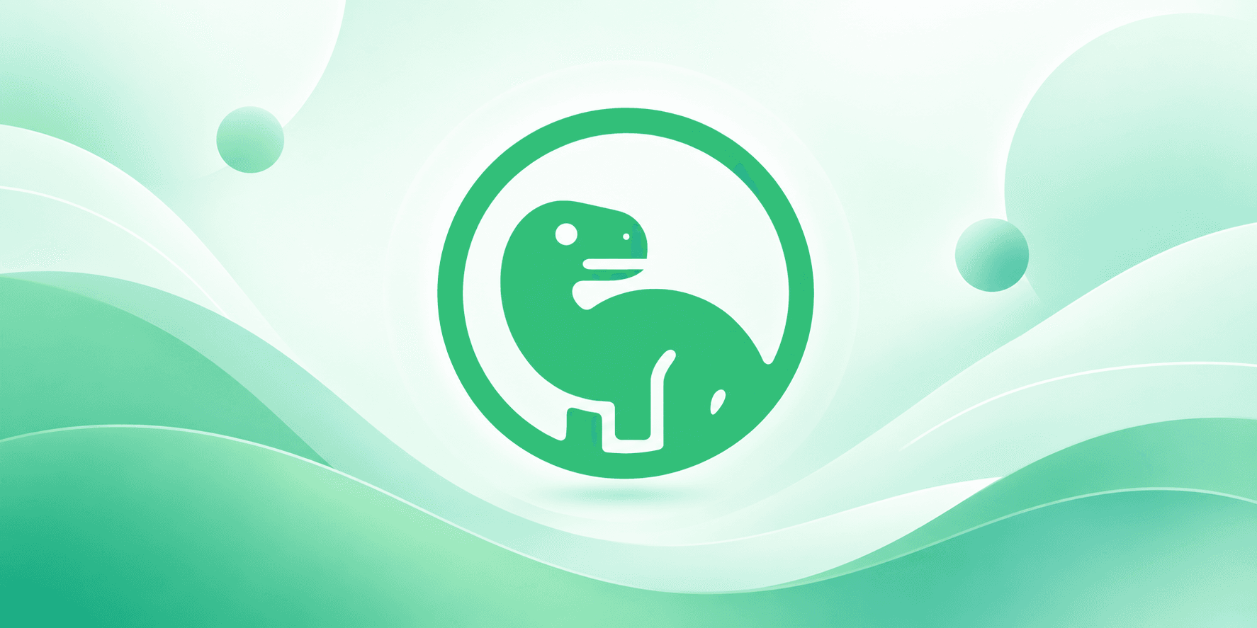 Groene Dino Care dino op een mintgroene achtergrond