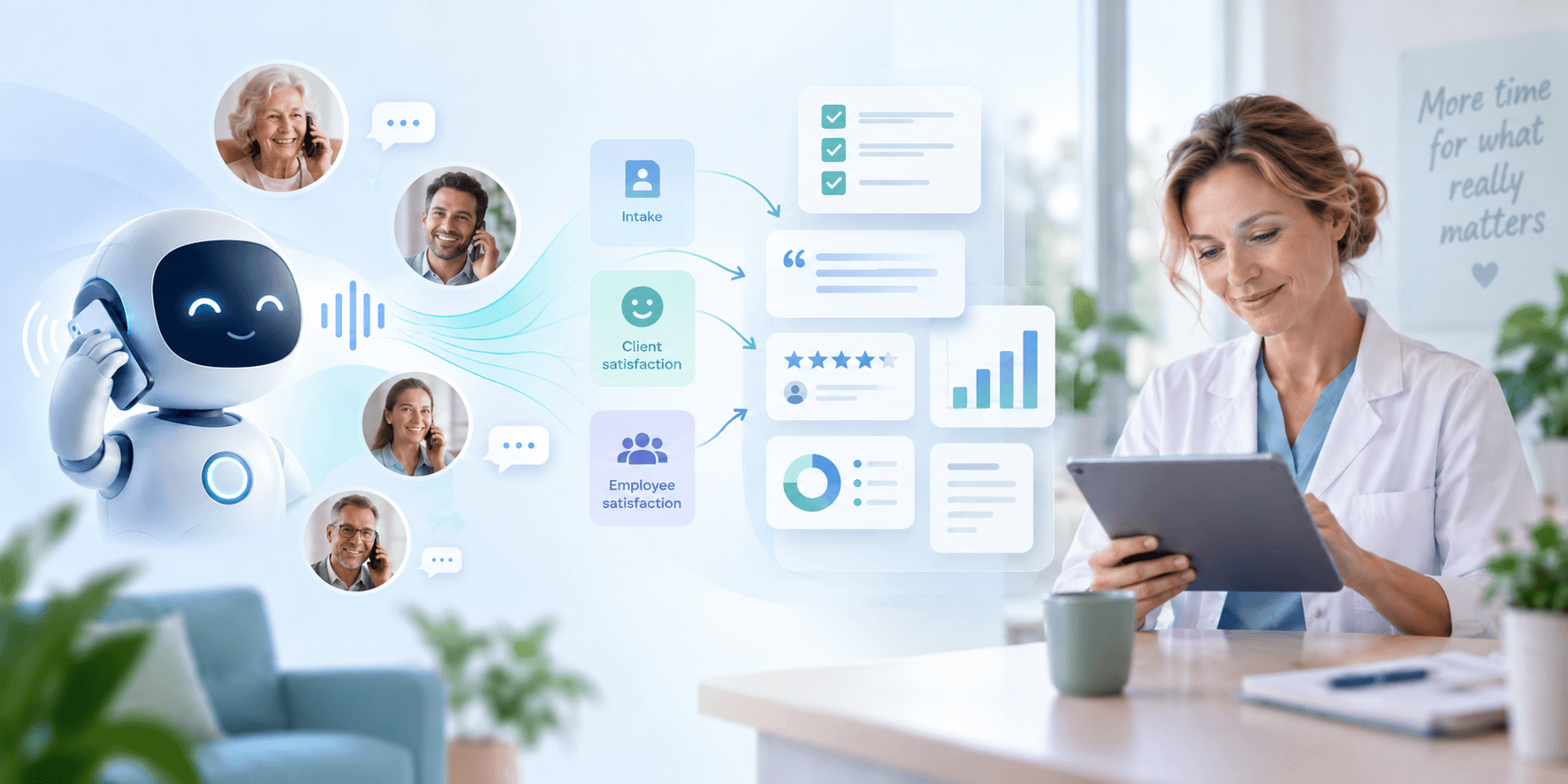 Digital assistant conducts a client conversation in healthcare
